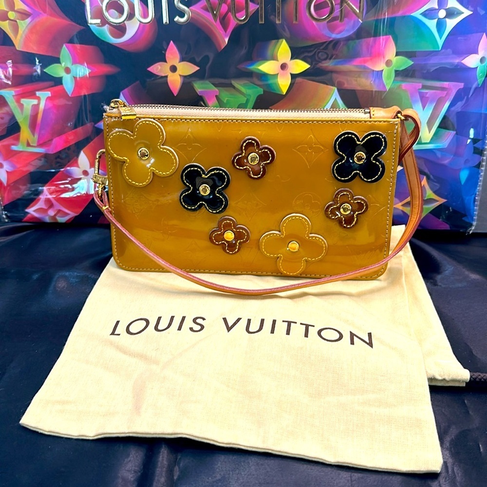 LOUIS VUITTON Monogram Fleurs Vernis Lexington Pochette and Dust Bag GUC - Picture 1 of 12